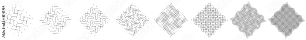 Fototapete Geometric weave element with intersecting lines, stripes. Abstract lattice, grate, trellis and plexus illustration