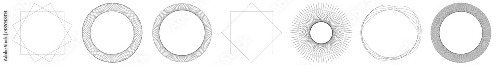Poster geometric circular abstract motif, icon, symbol. radial, radiating design element vector