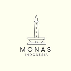 monas indonesia minimalist line art logo icon template vector design