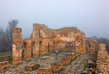 The Agios Achilleios Basilica (10th century), Agios Achilleios islet, Mikri Prespa lake, Florina prefecture, Macedonia, Greece.