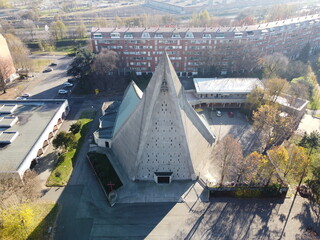 Drone footage over the outskirts of Milan.