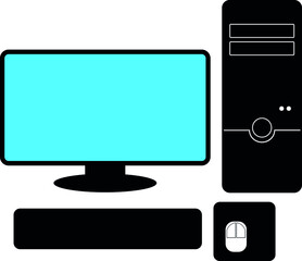 Complete computer with monitor, cpu, case, keyboard and mouse