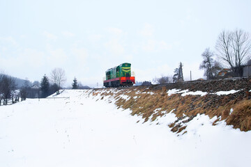 locomotive on a mountain road