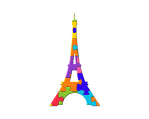 Fototapeta na wymiar Eiffel Tower Paris, France Jigsaw Puzzle Icon Logo illustration