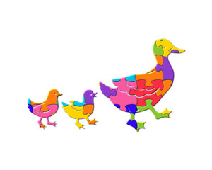 ducks birds Jigsaw Puzzle Icon Logo illustration