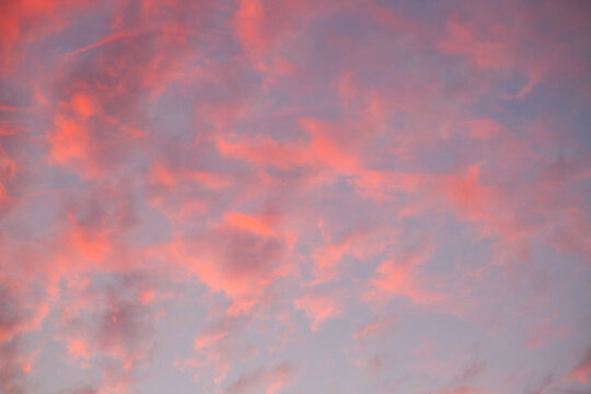 Beautiful sky with pink and red clouds