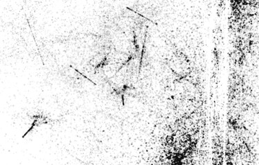 Grunge black and white pattern. Monochrome particles abstract texture. Background of cracks, scuffs, chips, stains, ink spots, lines. Dark design background surface.