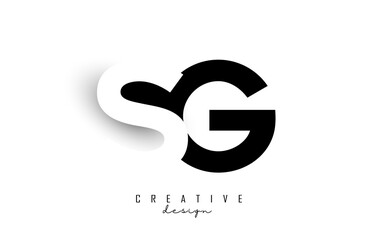 SG letters Logo with negative space design and shadow. Letter with geometric typography. Creative Vector Illustration with letters.