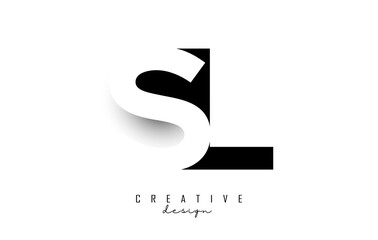 SL letters Logo with negative space design and shadow. Letter with geometric typography. Creative Vector Illustration with letters.