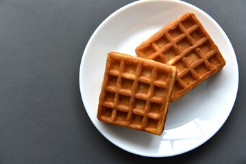 Viennese soft waffles on a white plate