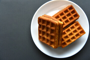 Viennese soft waffles on a white plate