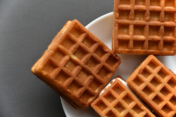 Viennese soft waffles on a white plate