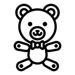 Teddy Bear Toy Flat Icon Isolated On White Background