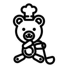 Teddy Bear Cook Flat Icon Isolated On White Background