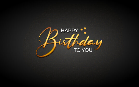 Happy Birthday Background Template With Golden Lettering And Editable 3d Text Effect