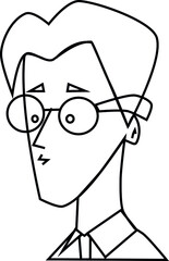 vector flat illustration outline of a man with glasses