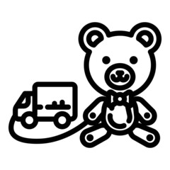 Teddy Bear Flat Icon Isolated On White Background