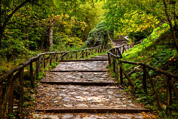 Walking around Olympus mountain on the E4 European trail,  Pieria, Central Macedonia, Greece.