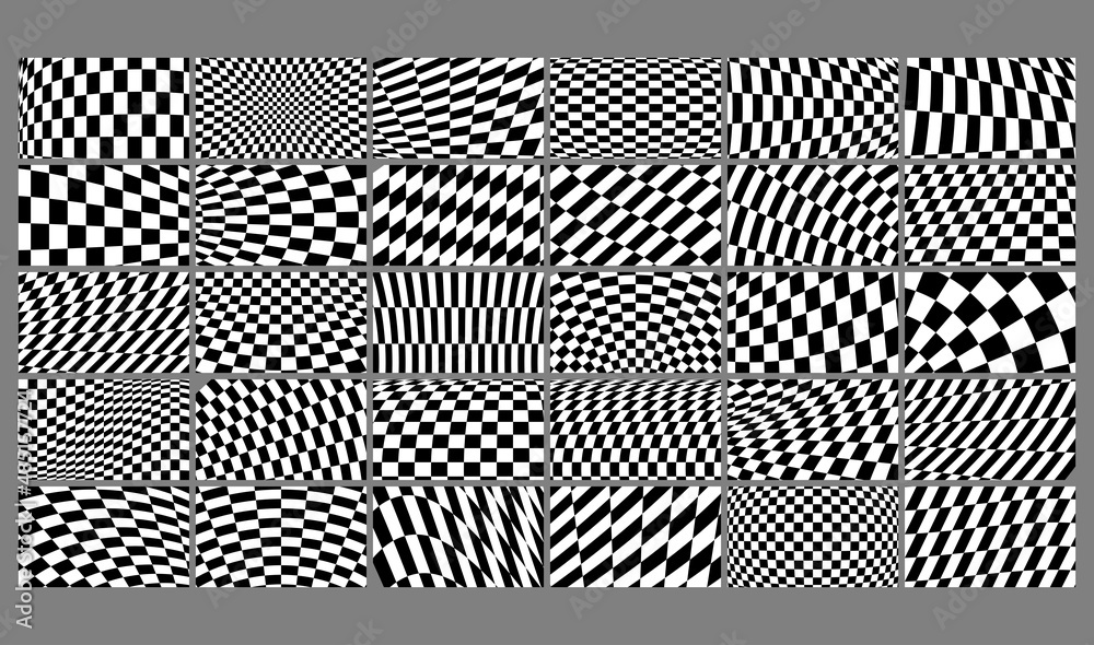 Aufkleber abstract race flag, chess board, checker board pattern, texture with distort, deform effect