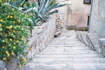 Old stone stairway outdoor.
