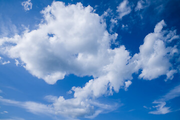 Blue sky with clouds, natural background.
