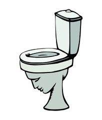 Toilet bowl in the shape of a human head. Vector drawing