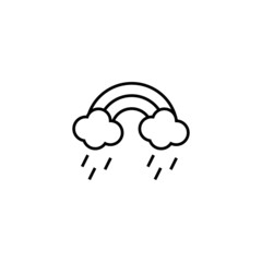 Vector symbol in flat style. Editable stroke. Perfect for internet stores, sites, articles, books etc. Line icon of rainbow from clouds under rainbow