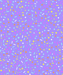 Pastel rainbow party confetti sprinkles for party wrapping paper celebration background.