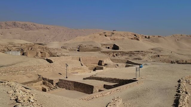 Tombs of the nobles among the desert in Luxor, Egypt.