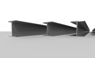 steel beams resting on the ground, building material 3d rendering, 3d illustration