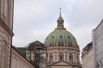 Fototapeta na wymiar The dome of Marmorkirken, Copenhagen, Denmark