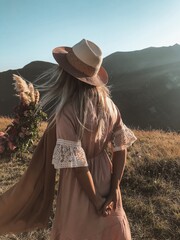 woman in a hat boho style
