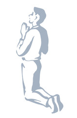 Fototapeta na wymiar Vector drawing. Adult praying man