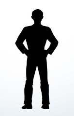 Standing man. Back view. Vector drawing