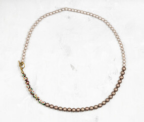 top view of necklace from faceted nacre beads
