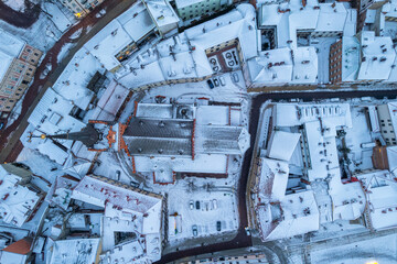 Tarnow Townscape, Aerial drone view in winter