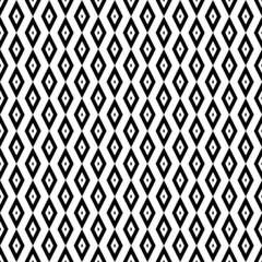 Overlapping rhombus, diamond shapes, black elements and white background. Seamless repeat pattern. Texture for posters, cards, montage, overlay, scrapbooking, wrapping papers or banners.