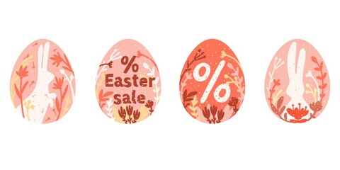 Easter rabbit. Happy Easter holiday banner template.