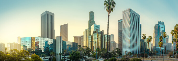 panoramic view at the skyline of los angeles, california