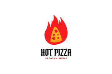Hot Pizza slice. Modern Pizzeria logo template. Italian Food Restaurant Emblem. logotype design Vector illustration. Vectors.