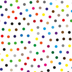 Circular pattern of colored circles on white background	