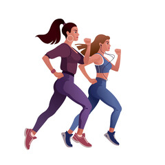 Girl runner. Isolated Vector illustration for mockup or flat design advertising banner.