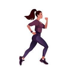 Girl runner. Isolated Vector illustration for mockup or flat design advertising banner.