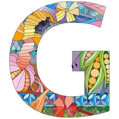 Letter G monogram, engraving design. Vector illustration.