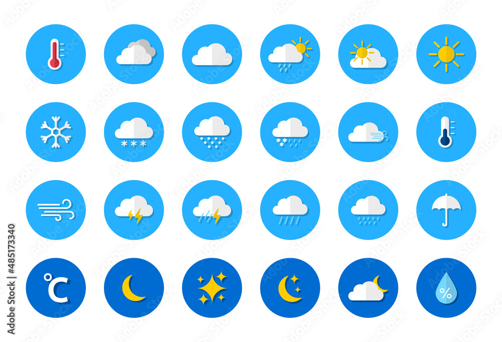 Canvas Prints weather icon set. weather icons for web. forecast weather flat symbols. pictogram vector icons.