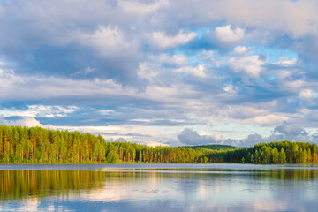 Fototapeta na wymiar Karelia in Russia. Landscape of Lake Ladoga. Karelia Islands