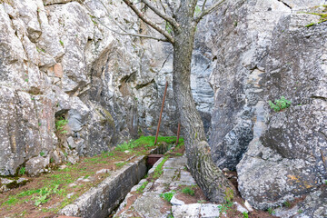 Part of the abandoned Penteli marble quarry in Attika, Greece.