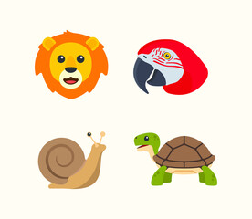 Animal emoji vector illustration set. Animal icon set