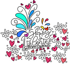 Valentines day background with heart pattern and love postcard, card, invitation, banner template and happy valentines day text 