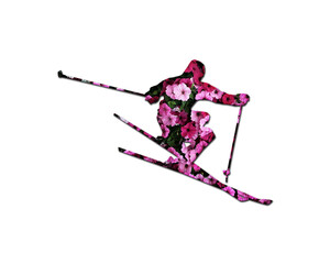 Ski Snow Sports Flowers Rose Icon Logo illustration
